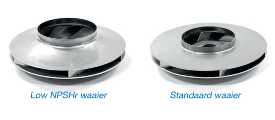 Low NPSH waaier versus standaard waaier Low NPSH waaier